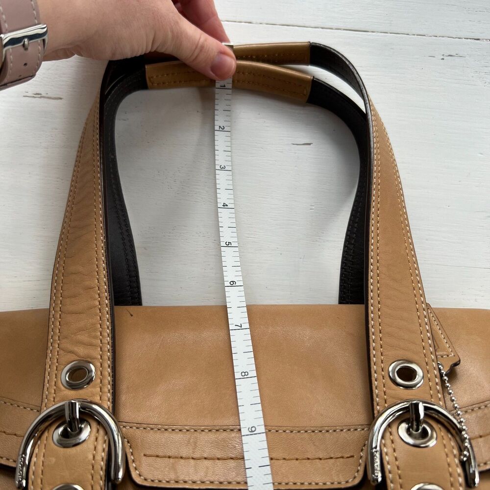 •Vintage• Coach Y2K Soho Hampton Flap F12304 Leather Satchel Bag in British Tan - Picture 15 of 15